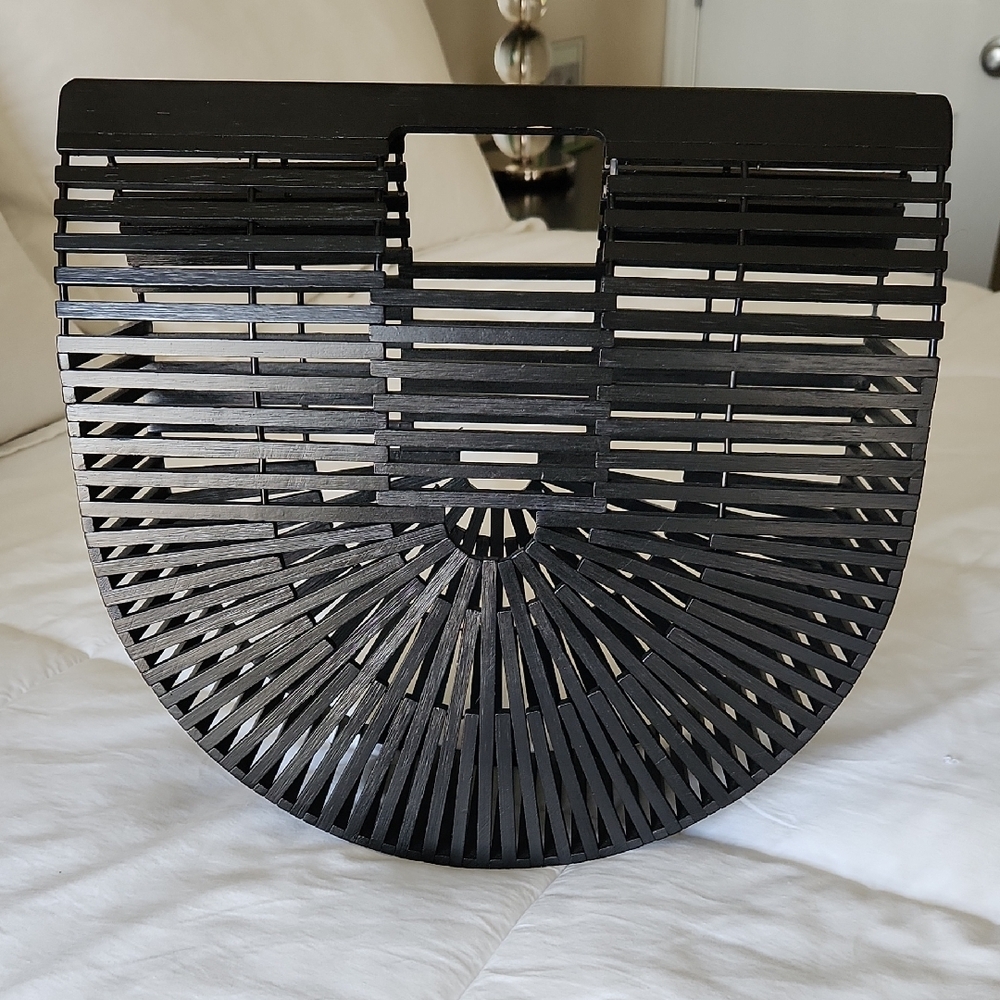 Women's Black Bamboo Handbag/Beach Tote